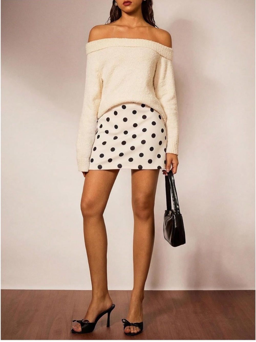 NWT Polka Dot Cream Mini Skirt